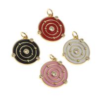 Cubic Zirconia Micro Pave Brass Pendant Round micro pave cubic zirconia & enamel Sold By PC