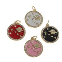 Cubic Zirconia Micro Pave Brass Pendant Round micro pave cubic zirconia & enamel Sold By PC