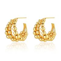 Brass Stud Earring 18K gold plated fashion jewelry & for woman golden Sold By Pair