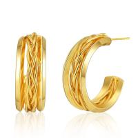 Brass Stud Earring 18K gold plated fashion jewelry & for woman golden Sold By Pair