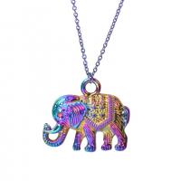 Zinklegering Animal Hangers, Zinc Alloy, Olifant, kleurrijke vergulde, mode sieraden, multi-gekleurde, 23x20mm, Lengte 45 cm, Verkocht door PC