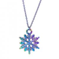 Pendentifs Noël en alliage de zinc, flocon de neige, Placage coloré, bijoux de mode, multicolore, 16x20mm, Longueur 50 cm, Vendu par PC