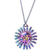 Pendentifs en alliage de zinc, soleil, Placage coloré, bijoux de mode, multicolore, 29x34mm, Longueur 50 cm, Vendu par PC