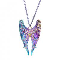 Vingeformet Zinc Alloy Pendler, Wing Shape, farverig forgyldt, mode smykker, flerfarvede, 33x54mm, Længde 50 cm, Solgt af PC