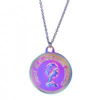 Pendentifs en alliage de zinc, Placage coloré, bijoux de mode, multicolore, 20x22mm, Longueur 50 cm, Vendu par PC