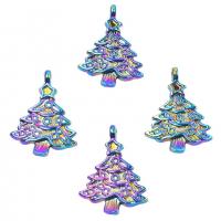 Pendentifs Noël en alliage de zinc, arbre de noël, Placage coloré, bijoux de mode, multicolore, 18x24mm, Longueur 50 cm, Vendu par PC