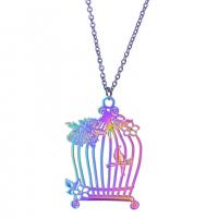 Zinc Alloy Pendler, Cage, farverig forgyldt, mode smykker, flerfarvede, 38x58mm, Længde 45 cm, Solgt af PC