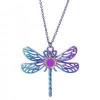 Cink Alloy životinja Privjesci, Dragonfly, šarene pozlaćen, modni nakit, multi-boji, 46x42mm, Dužina 45 cm, Prodano By PC