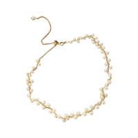 Mode Choker Ketting, Zinc Alloy, met Plastic Pearl, met 4.33inch extender keten, gold plated, Koreaanse stijl & voor vrouw, nikkel, lood en cadmium vrij, Per verkocht Ca 13.5 inch Strand