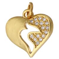 Cubic Zirconia Micro Pave Brass Pendant Heart gold color plated micro pave cubic zirconia & hollow Approx 2mm Sold By Lot