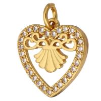 Cubic Zirconia Micro Pave Brass Pendant Heart gold color plated micro pave cubic zirconia & hollow Approx 2mm Sold By Lot