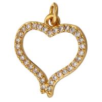 Cubic Zirconia Micro Pave Brass Pendant Heart gold color plated micro pave cubic zirconia & hollow Approx 2mm Sold By Lot