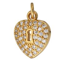 Cubic Zirconia Micro Pave Brass Pendant Heart gold color plated micro pave cubic zirconia & hollow Approx 2mm Sold By Lot