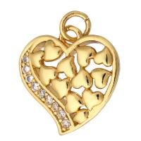 Cubic Zirconia Micro Pave Brass Pendant Heart gold color plated micro pave cubic zirconia & hollow Approx 2mm Sold By Lot