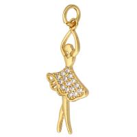 Cubic Zirconia Micro Pave Brass Pendant Girl gold color plated micro pave cubic zirconia Approx 2mm Sold By Lot