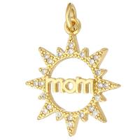 Cubic Zirconia Micro Pave Brass Pendant gold color plated micro pave cubic zirconia & hollow Approx 2mm Sold By Lot