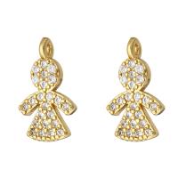 Cubic Zirconia Micro Pave bronze Pingente, cobre, cromado de cor dourada, micro pavimento em zircônia cúbica, 8x12x2mm, Buraco:Aprox 1mm, 10PCs/Lot, vendido por Lot