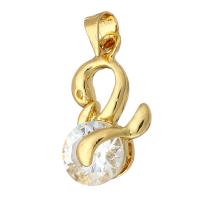 Cubic Zirconia Micro Pave Brass Pendant gold color plated micro pave cubic zirconia Approx 4mm Sold By Lot