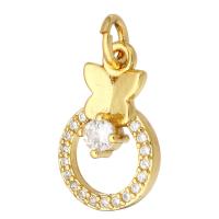 Cubic Zirconia Micro Pave Brass Pendant gold color plated micro pave cubic zirconia & hollow Approx 2mm Sold By Lot