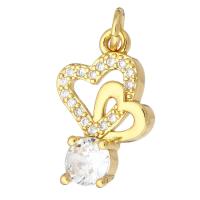 Cubic Zirconia Micro Pave Brass Pendant Heart gold color plated micro pave cubic zirconia & hollow Approx 2mm Sold By Lot