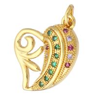 Cubic Zirconia Micro Pave Brass Pendant Heart gold color plated micro pave cubic zirconia & hollow Approx 2mm Sold By Lot