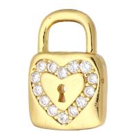 Cubic Zirconia Micro Pave Brass Pendant Lock gold color plated micro pave cubic zirconia Sold By Lot