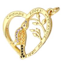 Cubic Zirconia Micro Pave Brass Pendant Heart gold color plated micro pave cubic zirconia & hollow Approx 2mm Sold By Lot