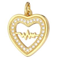 Cubic Zirconia Micro Pave Brass Pendant Heart gold color plated micro pave cubic zirconia & hollow Approx 2mm Sold By Lot