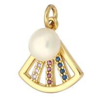 Cubic Zirconia Micro Pave Brass Pendant gold color plated micro pave cubic zirconia & hollow Approx 2mm Sold By Lot