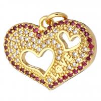 Cubic Zirconia Micro Pave Brass Pendant Heart gold color plated micro pave cubic zirconia & hollow Approx 2mm Sold By Lot