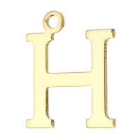 Brass Ékszer Medálok, Sárgaréz, Letter H, arany színű aranyozott, 18x23x1mm, Lyuk:Kb 2mm, 10PC-k/Lot, Által értékesített Lot