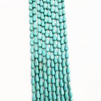 Syntetický Turquoise Korálek, Slza, DIY, modrý, 7x14mm, Prodáno za 39 cm Strand