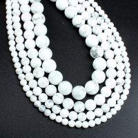 magnesit Bead, Rund, polerad, DIY, vit, Såld Per 39 cm Strand