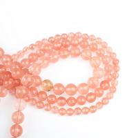 Prirodni kvarc nakit Beads, Cherry Quartz, Krug, uglađen, možete DIY, crven, Prodano Per 39 cm Strand