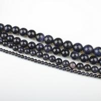 Natural Blue Goldstone Beads Blue Sandstone Round polished DIY blue Sold Per 39 cm Strand