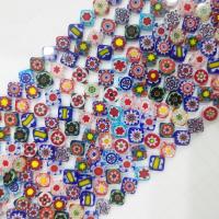 Срез Миллефиори бусины, Millefiori Lampwork, Ромб, полированный, DIY, разноцветный, Продан через 39 см Strand