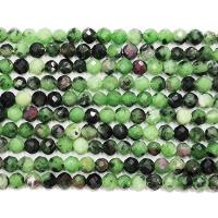 Ruby u Zoisite Perla, Krug, uglađen, možete DIY & faceted, zelen, Prodano Per 39 cm Strand