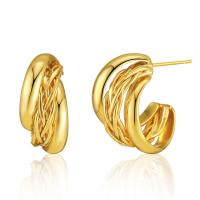 Brass Stud Earring 18K gold plated fashion jewelry & for woman golden Sold By Pair