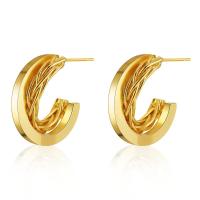 Brass Stud Earring 18K gold plated fashion jewelry & for woman golden Sold By Pair