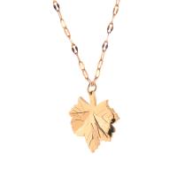 Colar de aço titânio, Partículas de aço, Maple Leaf, 18K banhado a ouro, joias de moda & para mulher, Mais cores pare escolha, comprimento 17.72 inchaltura, vendido por PC