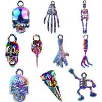 Zinc Alloy Skull Pendler, farverig forgyldt, mode smykker & Halloween smykker gave, flerfarvede, 9-40mm, 10pc'er/Bag, Solgt af Bag