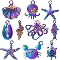 Pendentifs animaux en alliage de zinc, Placage coloré, bijoux de mode, multicolore, 9-37mm, 10PC/sac, Vendu par sac