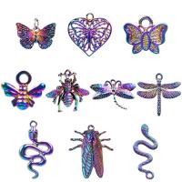 Pendentifs animaux en alliage de zinc, Placage coloré, bijoux de mode, multicolore, 10-30mm, 10PC/sac, Vendu par sac