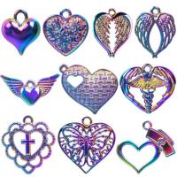 Zinc Alloy Heart Pendler, farverig forgyldt, mode smykker, flerfarvede, 10-50mm, 10pc'er/Bag, Solgt af Bag