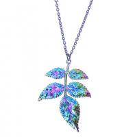 Pendants Sinc Alloy Leaf, ildaite plátáilte, jewelry faisin, il-daite, 56x78mm, Fad 50 cm, Díolta De réir PC