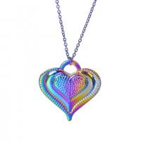 Zinc Alloy Heart Pendler, farverig forgyldt, mode smykker, flerfarvede, 33x33mm, Længde 45 cm, Solgt af PC