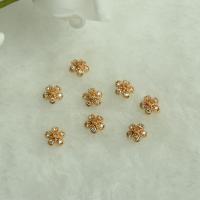 Capuchon pour perle en laiton, fleur, Plaqué d'or 14K, DIY & normes différentes pour le choix & pavé de micro zircon, protéger l'environnement, sans nickel, plomb et cadmium, Vendu par PC