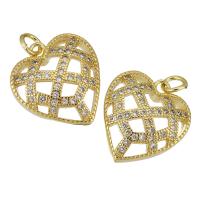 Cubic Zirconia Micro Pave Brass Pendant Heart gold color plated micro pave cubic zirconia & hollow Approx 2mm Sold By Lot