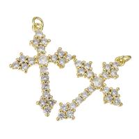 Cubic Zirconia Micro Pave Brass Pendant Cross gold color plated micro pave cubic zirconia Approx 3mm Sold By Lot