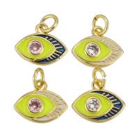 Rhinestone Brass Pendants Eye gold color plated enamel & with rhinestone Approx 2mm Sold By Lot